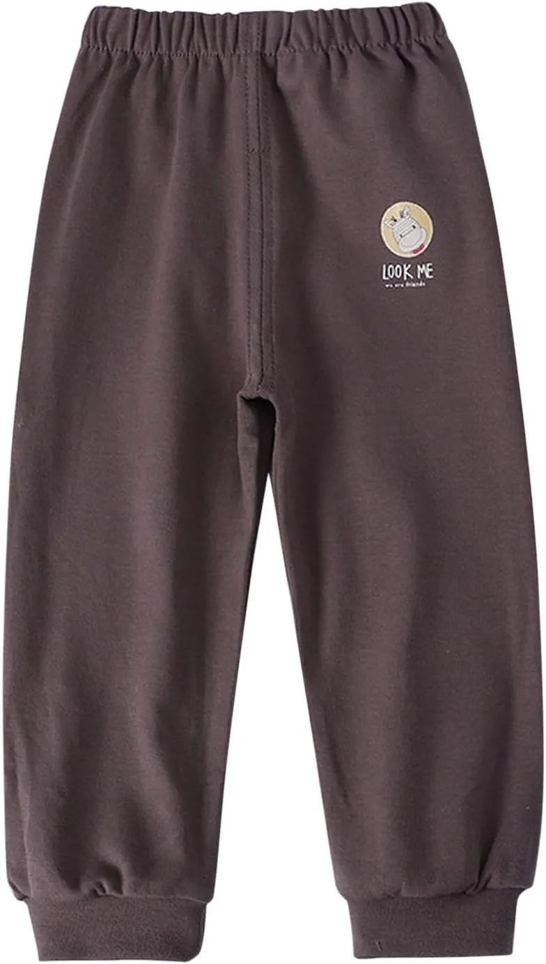 Baby Boy's Pull on Jogger Toddler Sweatpants Cotton Kids Cute artoon Elastic Waist Sports Pants Unisex Kids