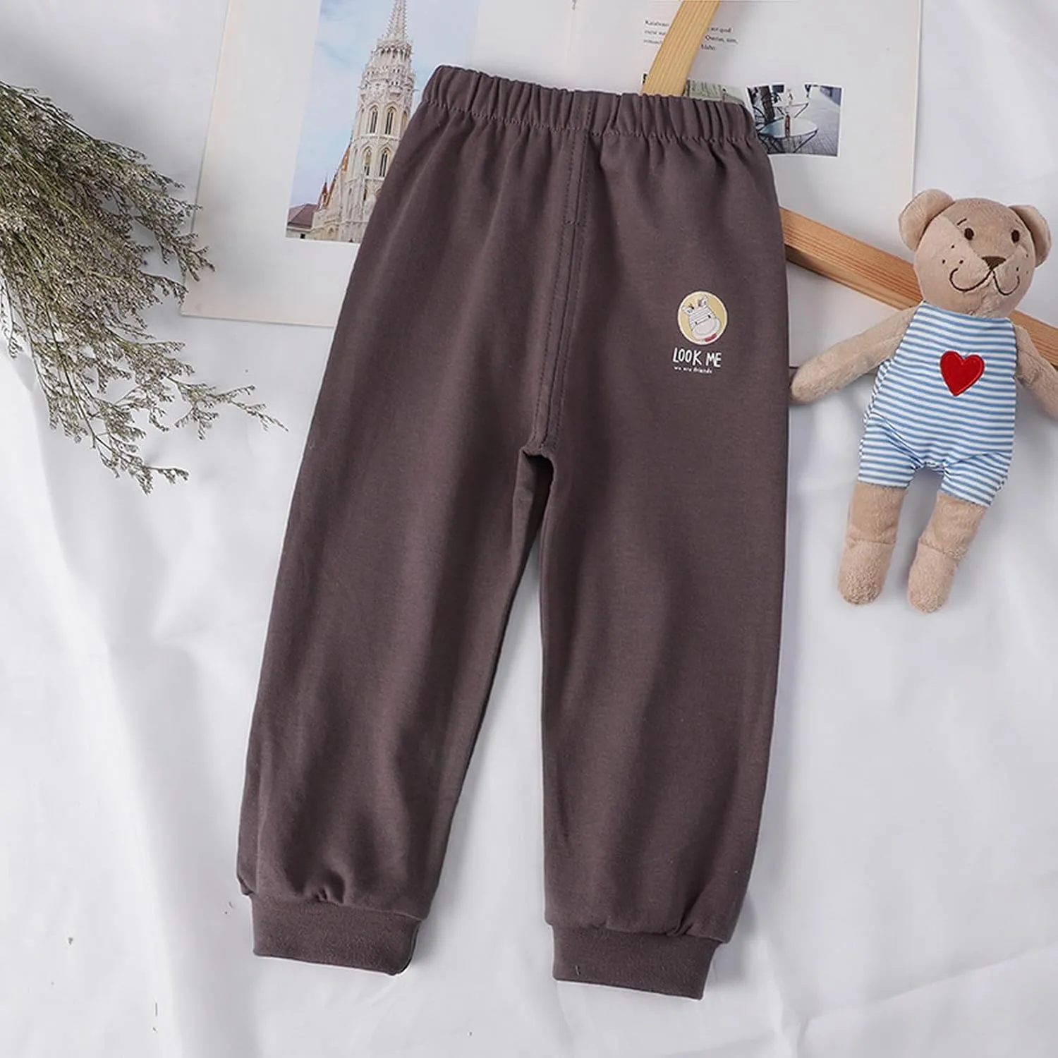 Baby Boy's Pull on Jogger Toddler Sweatpants Cotton Kids Cute artoon Elastic Waist Sports Pants Unisex Kids
