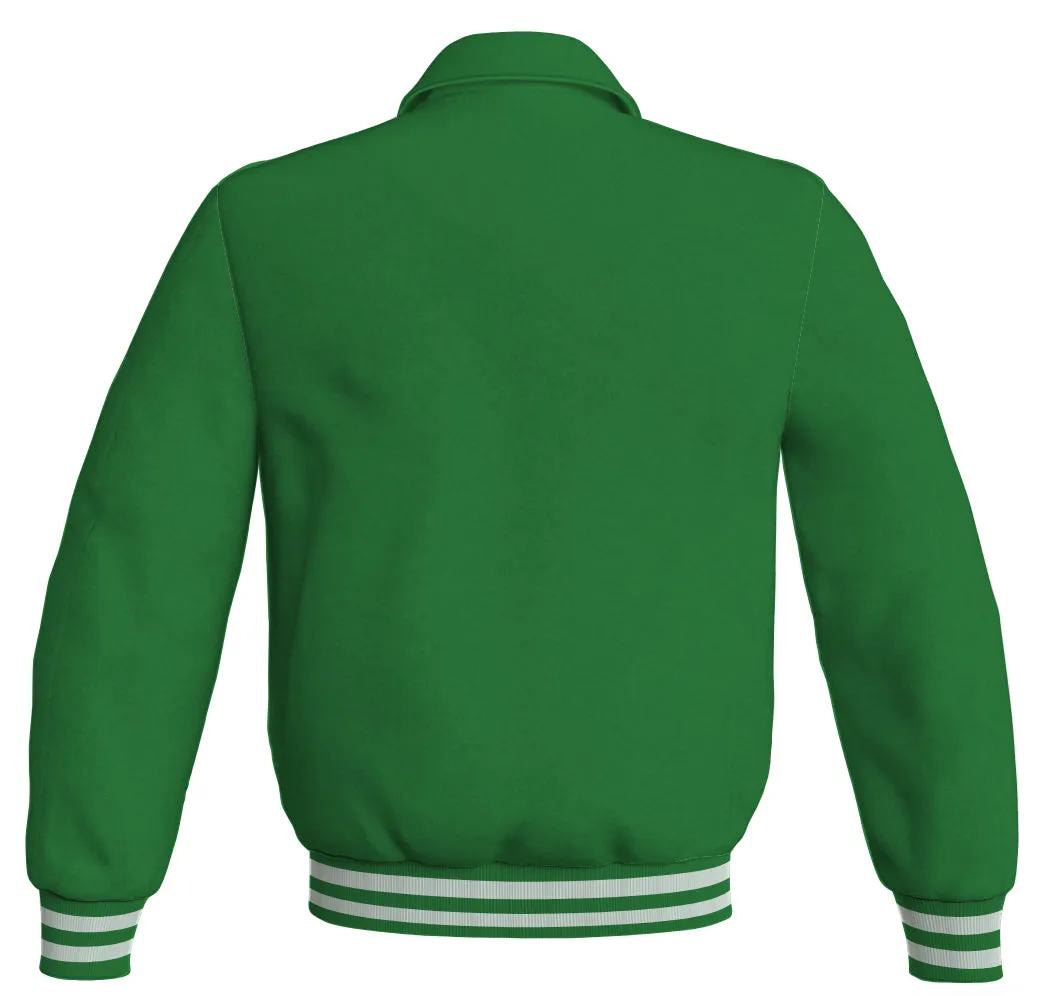 Baseball Letterman Bomber Classic Satin Jacket Sports Wear Green