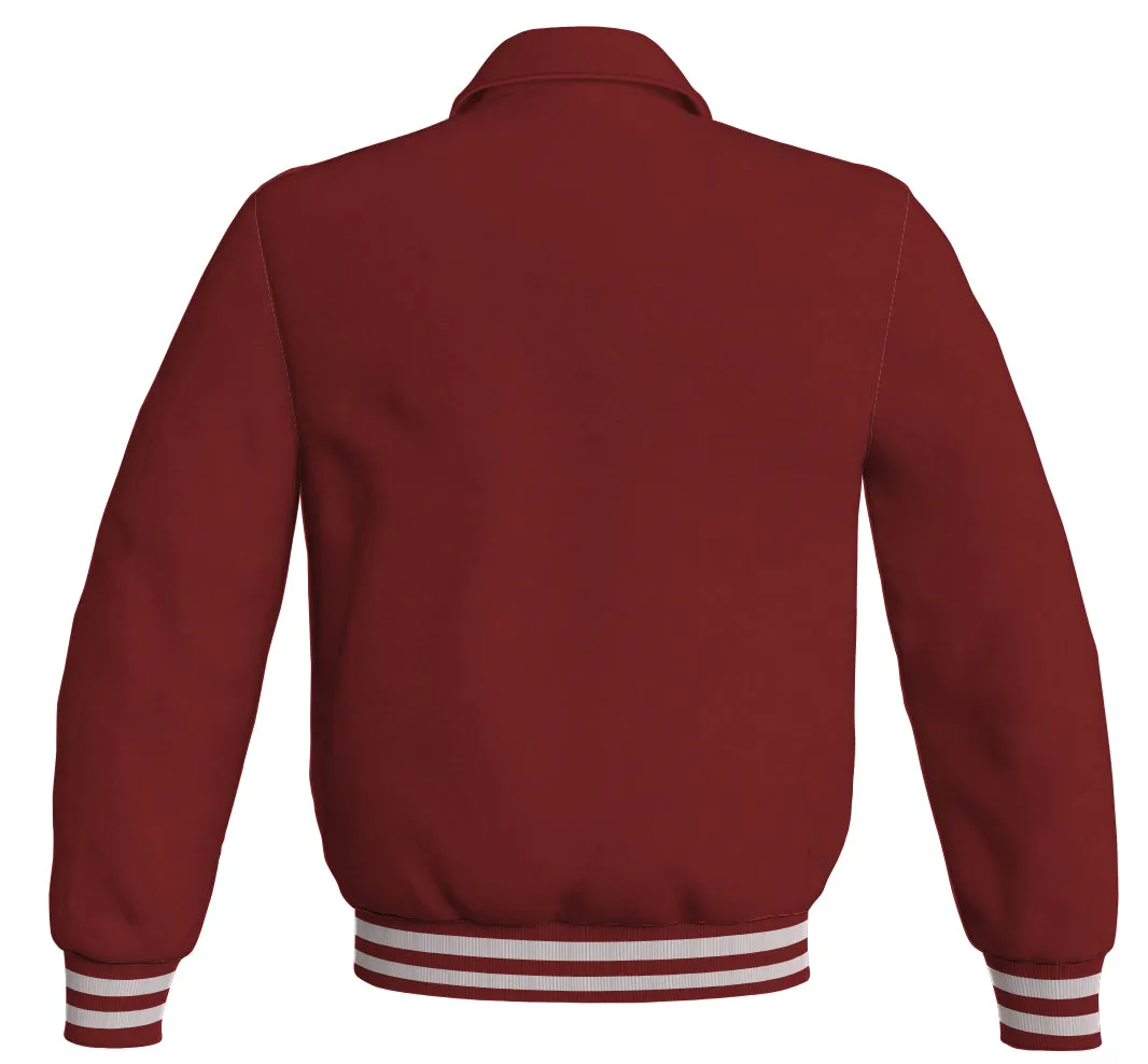 Baseball Letterman Bomber Classic Satin Jacket Sports Wear Maroon