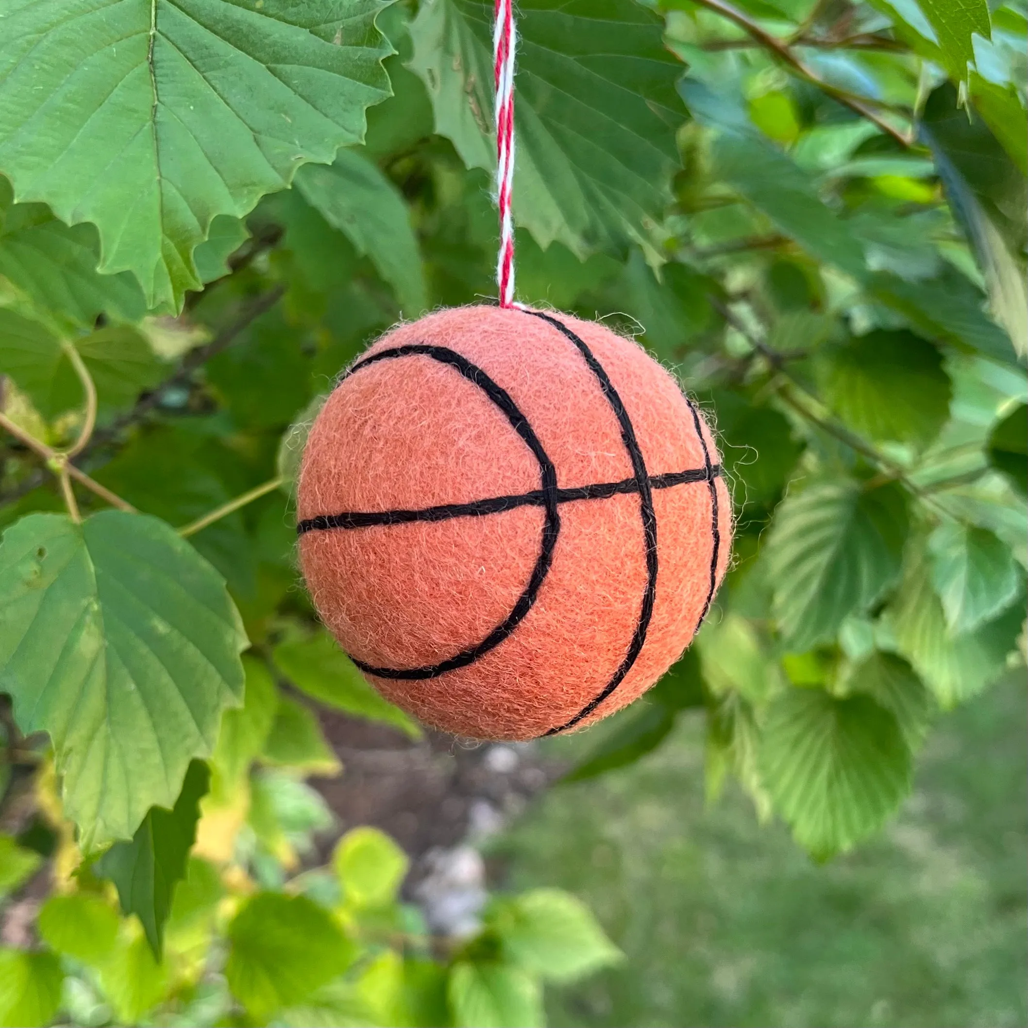 Basketball Ornament, Tufted Wool