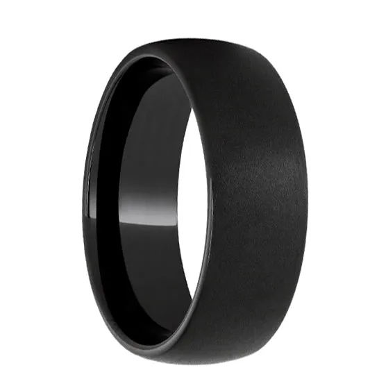 Black Diamond Ceramic Domed Band with Sandblast Finish