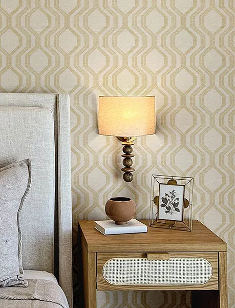 Burton Gold Modern Ogee Wallpaper