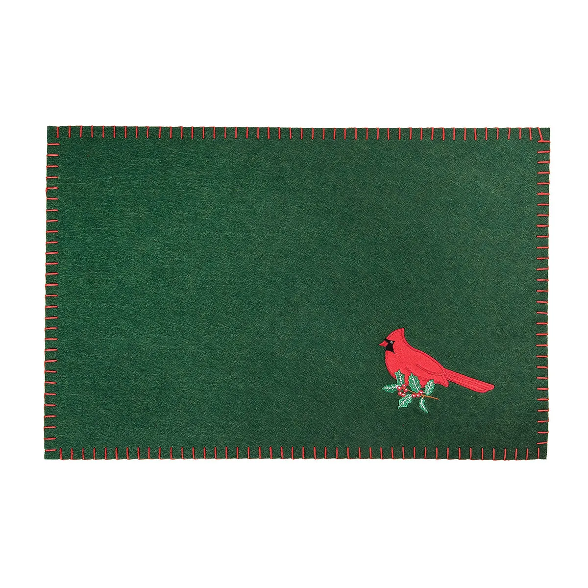 Cardinal Holly Felt Table Linens