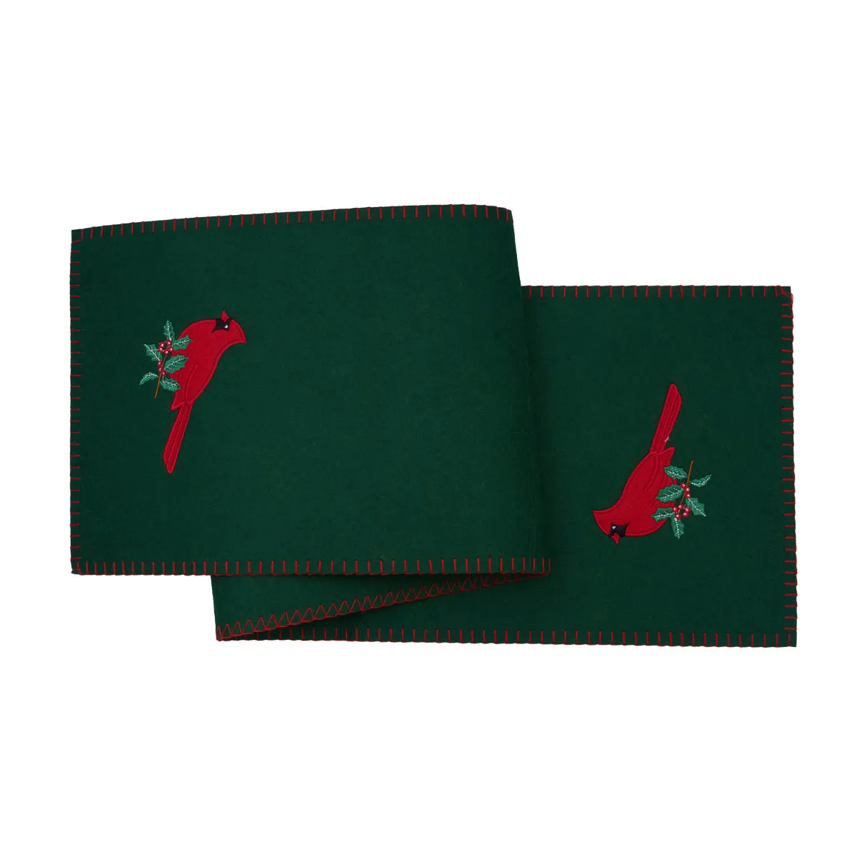 Cardinal Holly Felt Table Linens