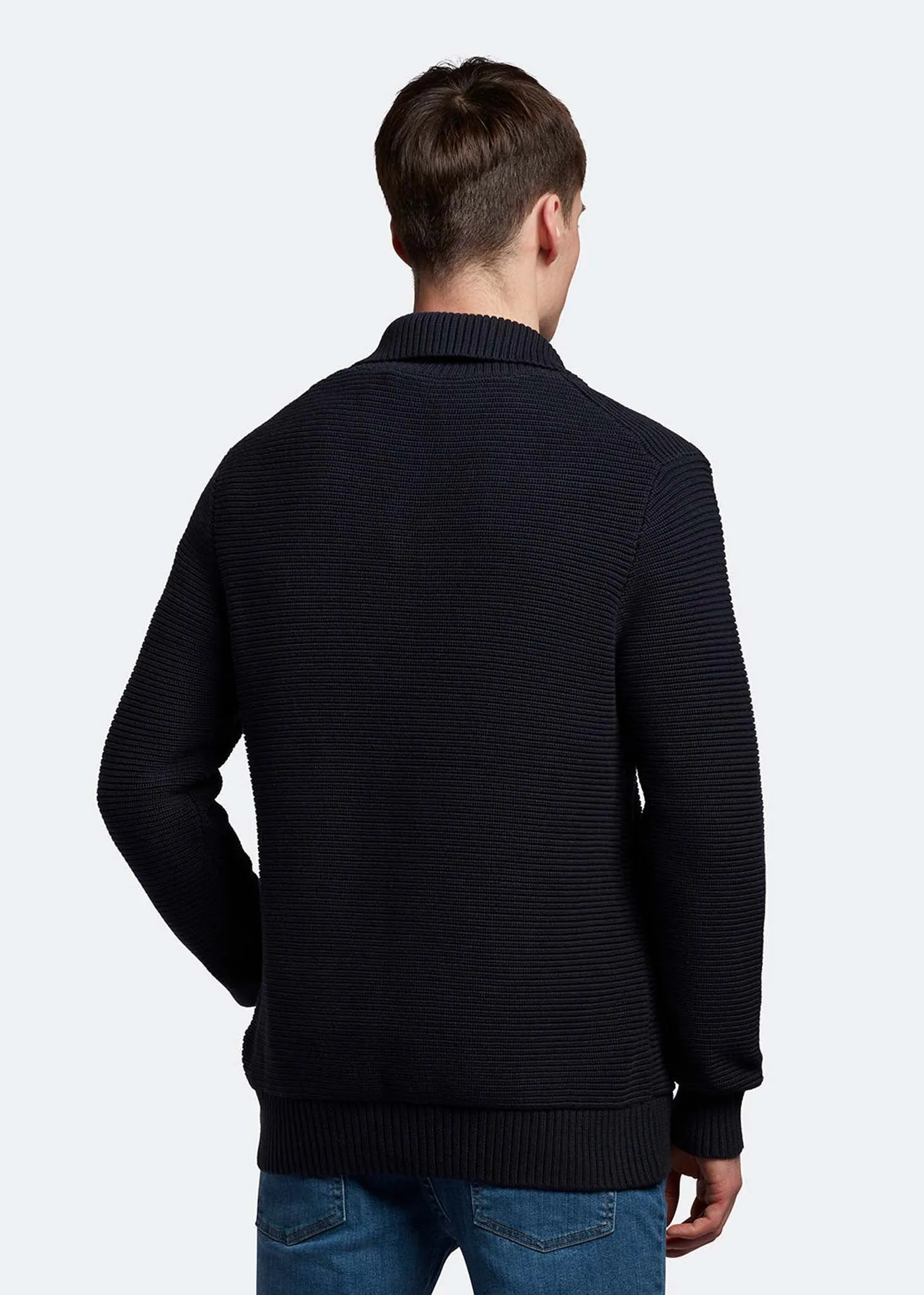 Chunky rib button neck - dark navy