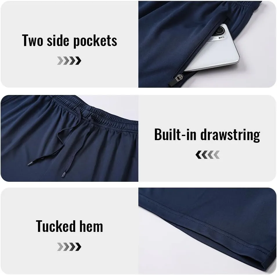 Cimic 5 Pack Mens Athletic Shorts Quick Dry Gym Running Workout Basketball Shorts for Men with Zippered Pockets