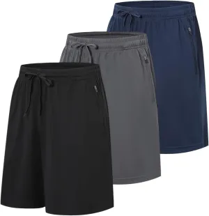 Cimic 5 Pack Mens Athletic Shorts Quick Dry Gym Running Workout Basketball Shorts for Men with Zippered Pockets