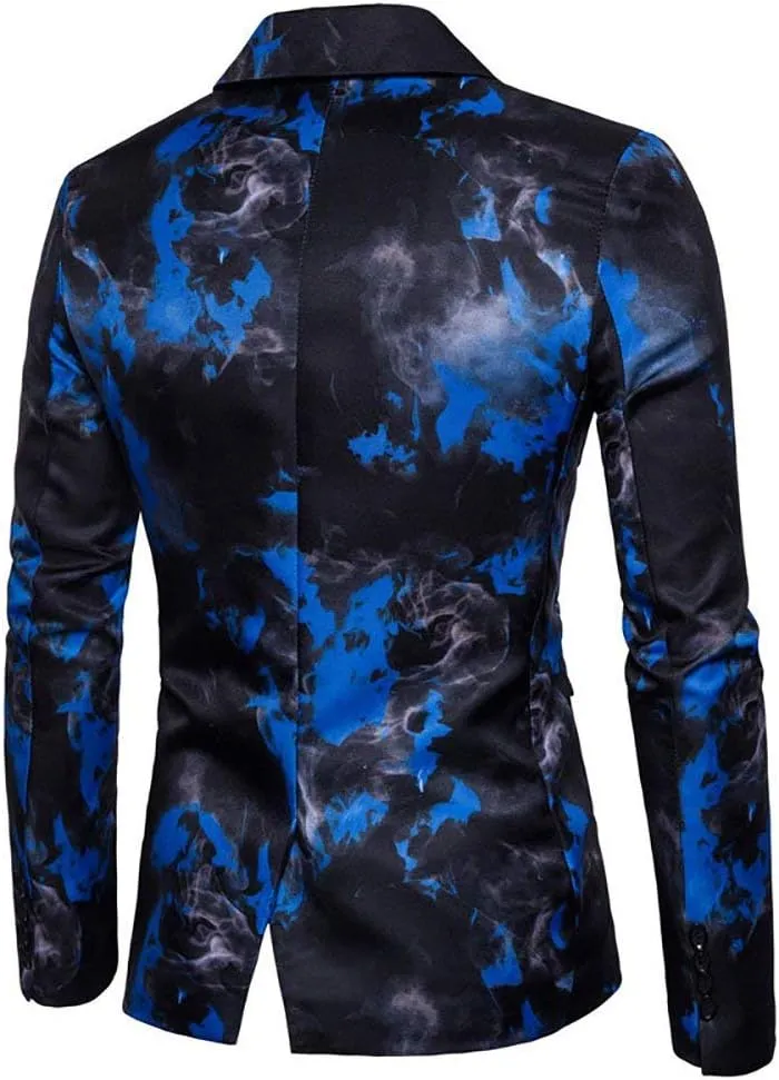 Cloudstyle Mens Suit Jacket Slim Fit Printed One Button Floral Casual Blazer Sports Coat