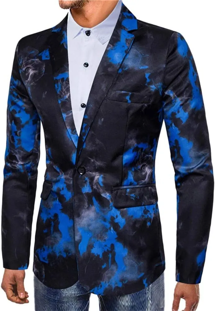 Cloudstyle Mens Suit Jacket Slim Fit Printed One Button Floral Casual Blazer Sports Coat
