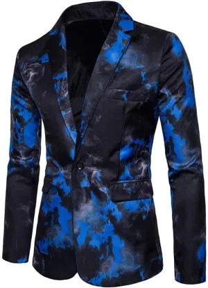 Cloudstyle Mens Suit Jacket Slim Fit Printed One Button Floral Casual Blazer Sports Coat