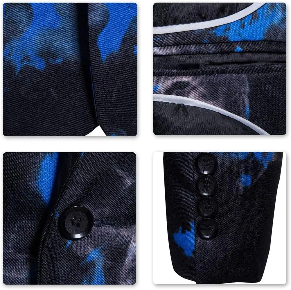 Cloudstyle Mens Suit Jacket Slim Fit Printed One Button Floral Casual Blazer Sports Coat