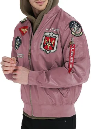 CORIRESHA Mens Apollo Space Embroidered Patches Slim Fit Bomber Jackets Windbreaker