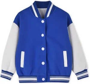 Cromoncent Boys Girls Color Block Varsity Jackets, 18 Months - 14 Years