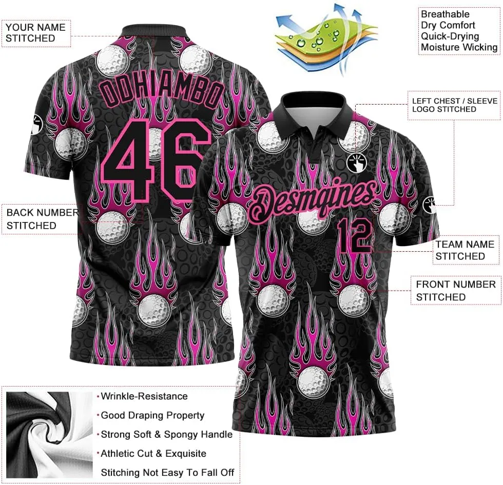 Custom Mens Golf Polo Shirt Personalized Tennis Shirts Two Button Boys Bowling Jersey Sports Pullover Shirts