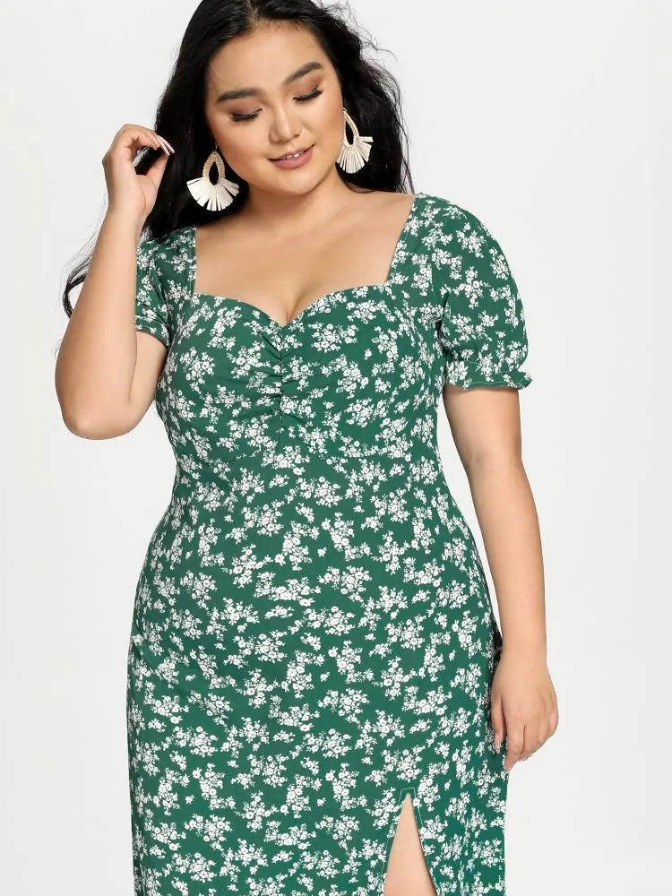 Ditsy Floral Split Hem Dress