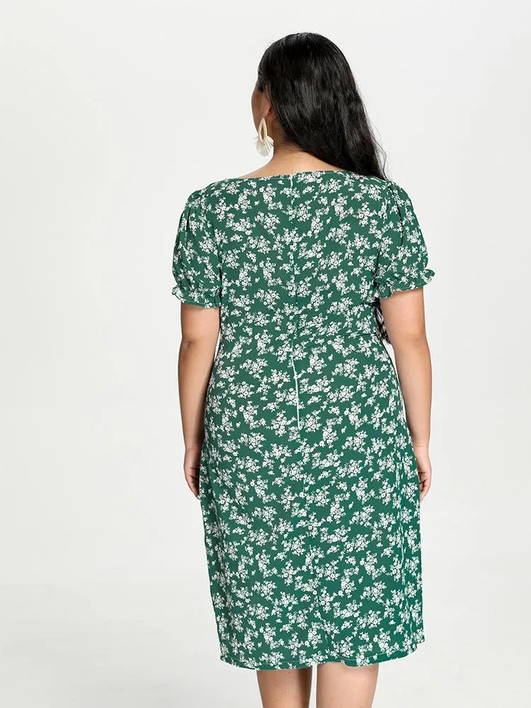 Ditsy Floral Split Hem Dress