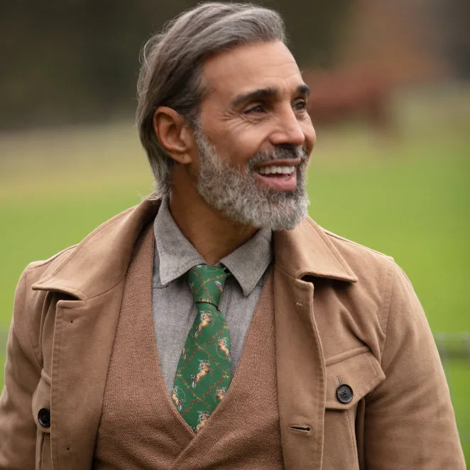 Equestrian Forest Green Gentlemen's Pure Silk Tie
