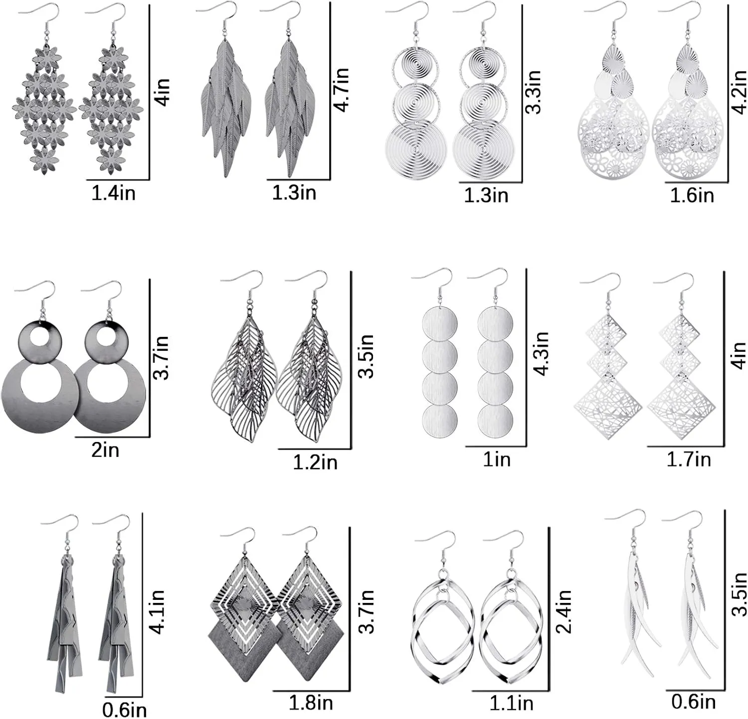 Hicarer 12 Pairs Fashion Dangle Earrings Vintage Bohemian Earrings Statement Drop Boho Long Fringed Jewelry for Women