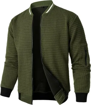 HOOD CREW Mens Lightweight Casual Jackets Varsity Bomber Jacket Coat with Zipper