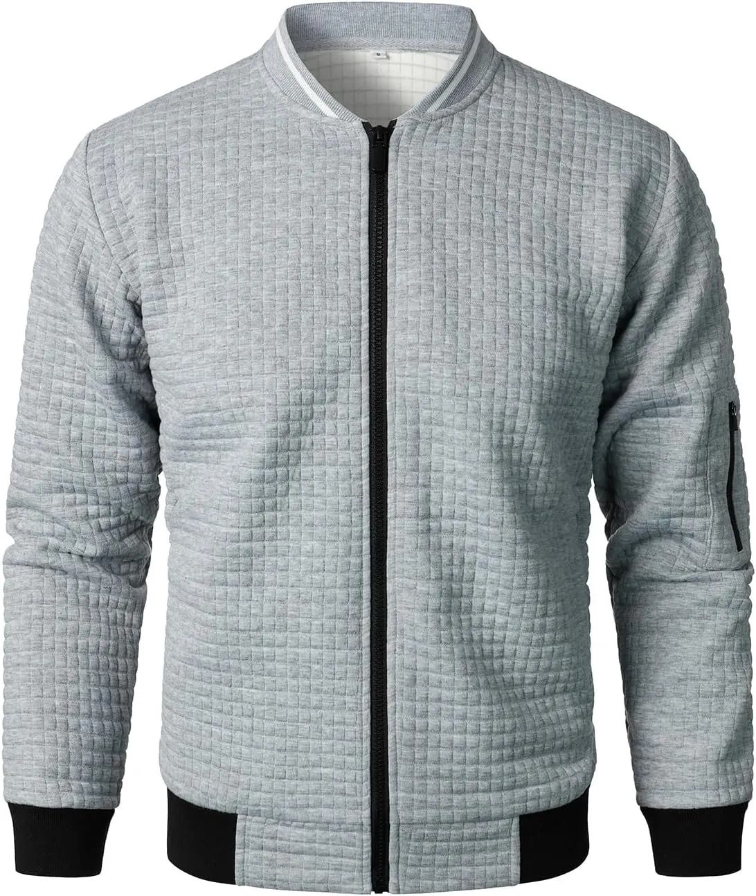 HOOD CREW Mens Lightweight Casual Jackets Varsity Bomber Jacket Coat with Zipper