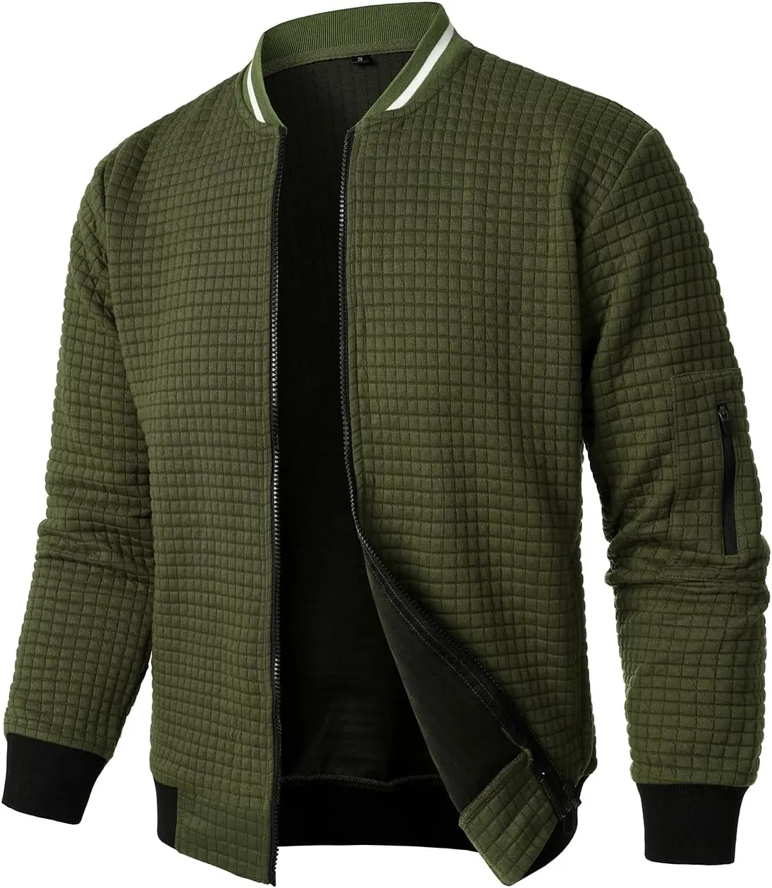 HOOD CREW Mens Lightweight Casual Jackets Varsity Bomber Jacket Coat with Zipper