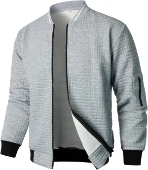HOOD CREW Mens Lightweight Casual Jackets Varsity Bomber Jacket Coat with Zipper