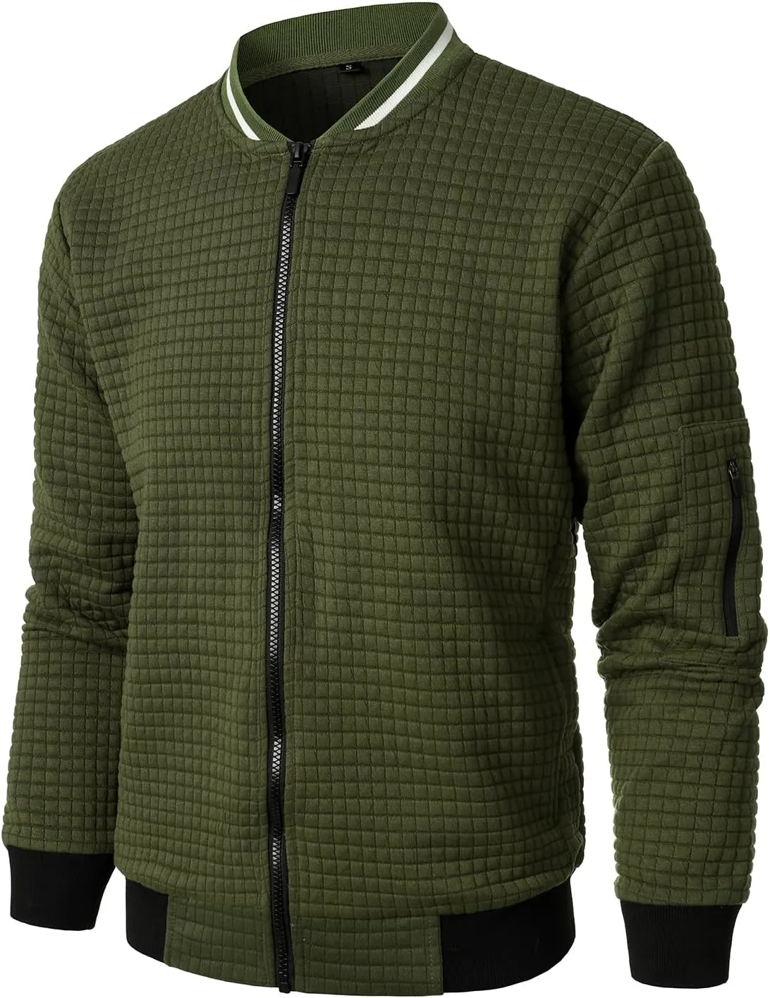 HOOD CREW Mens Lightweight Casual Jackets Varsity Bomber Jacket Coat with Zipper