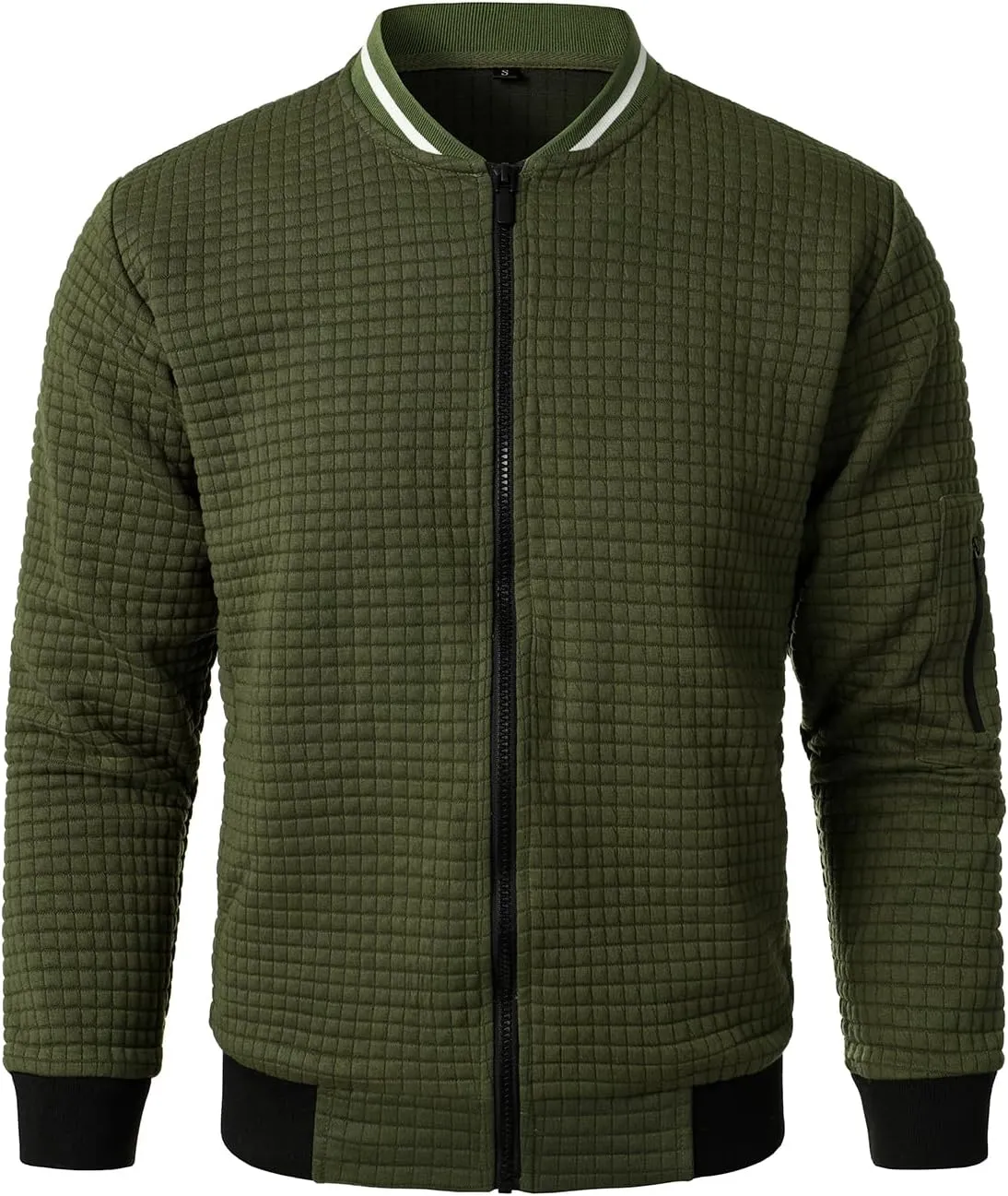 HOOD CREW Mens Lightweight Casual Jackets Varsity Bomber Jacket Coat with Zipper