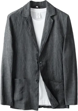 IDEALSANXUN 100% Linen Blazer Men Casual Spring Suit Jackets Lightweight Summer Sports Coat Tops