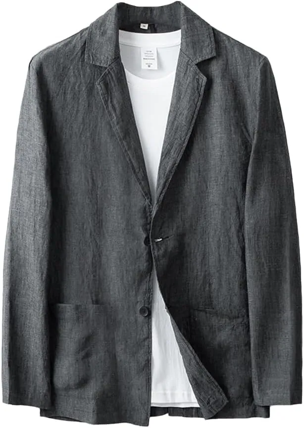 IDEALSANXUN 100% Linen Blazer Men Casual Spring Suit Jackets Lightweight Summer Sports Coat Tops