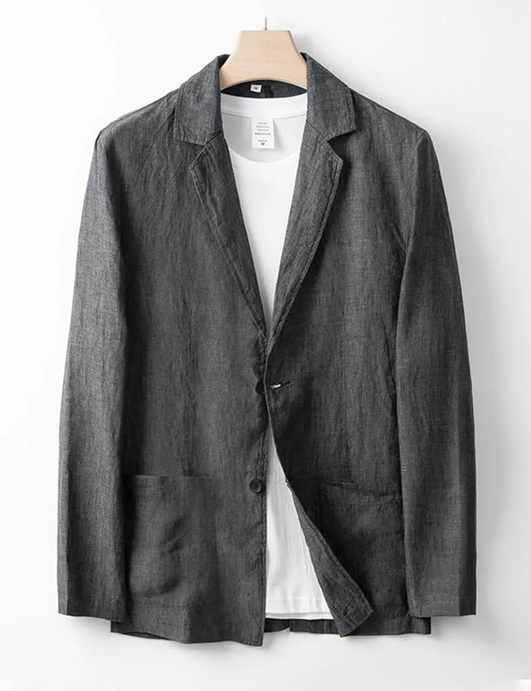 IDEALSANXUN 100% Linen Blazer Men Casual Spring Suit Jackets Lightweight Summer Sports Coat Tops