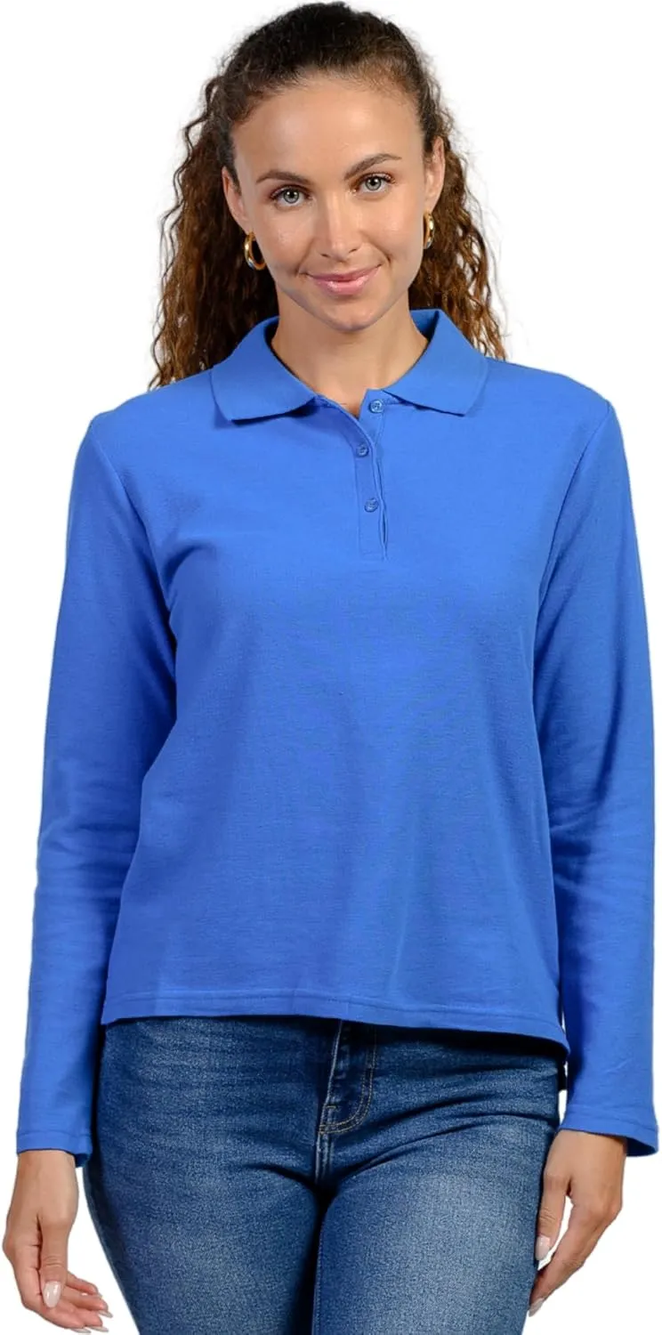 INGEAR Long Sleeve Women's Polo Shirt 2Pack, Golf Shirt and Work Uniform, Assorted Styles