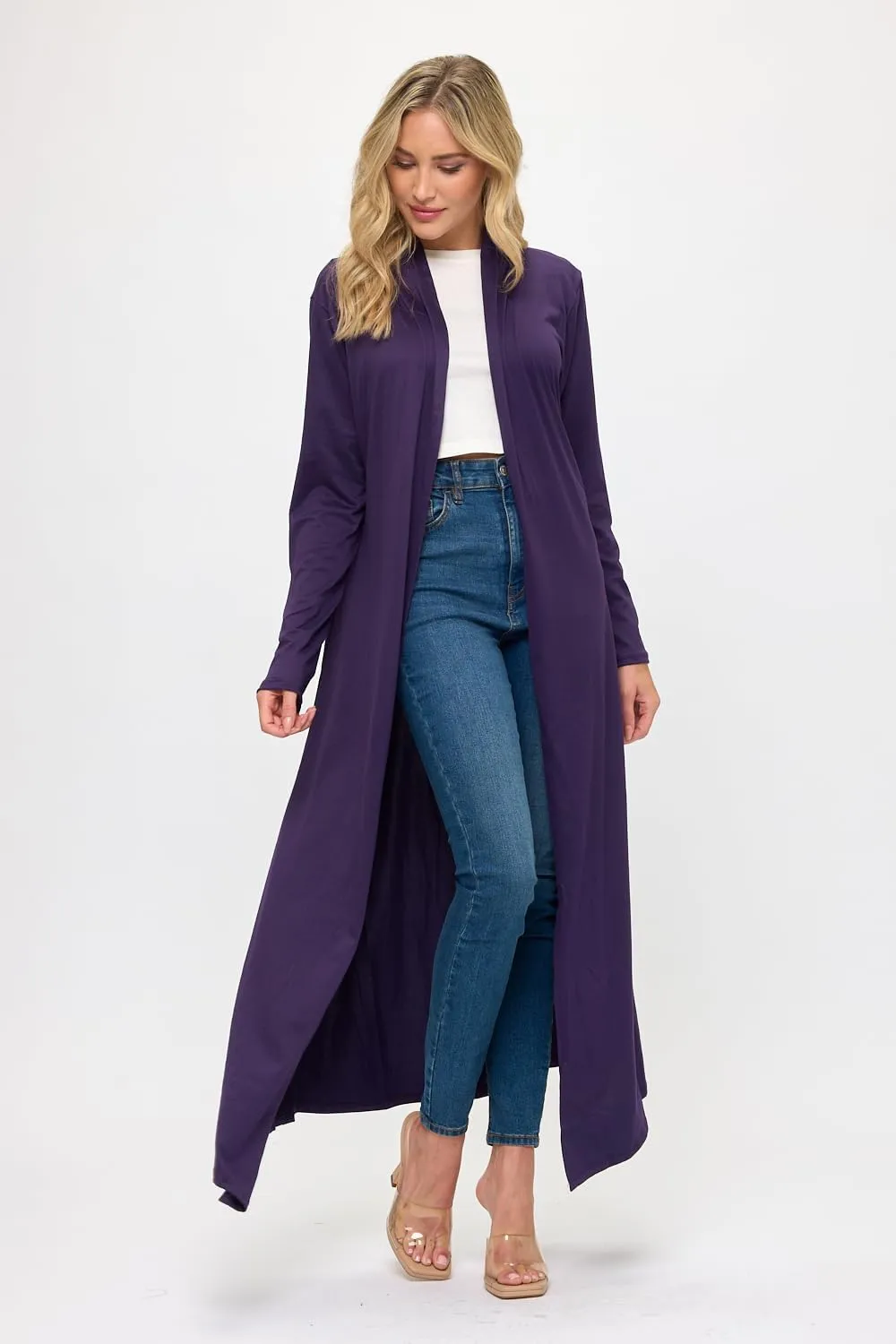 Isaac Liev Maxi Cardigan Duster Sweater  Women's Extra Long Open Front Full Length Lightweight Cardigans Dusters Sweaters