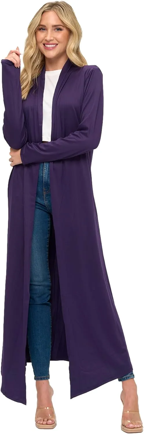 Isaac Liev Maxi Cardigan Duster Sweater  Women's Extra Long Open Front Full Length Lightweight Cardigans Dusters Sweaters