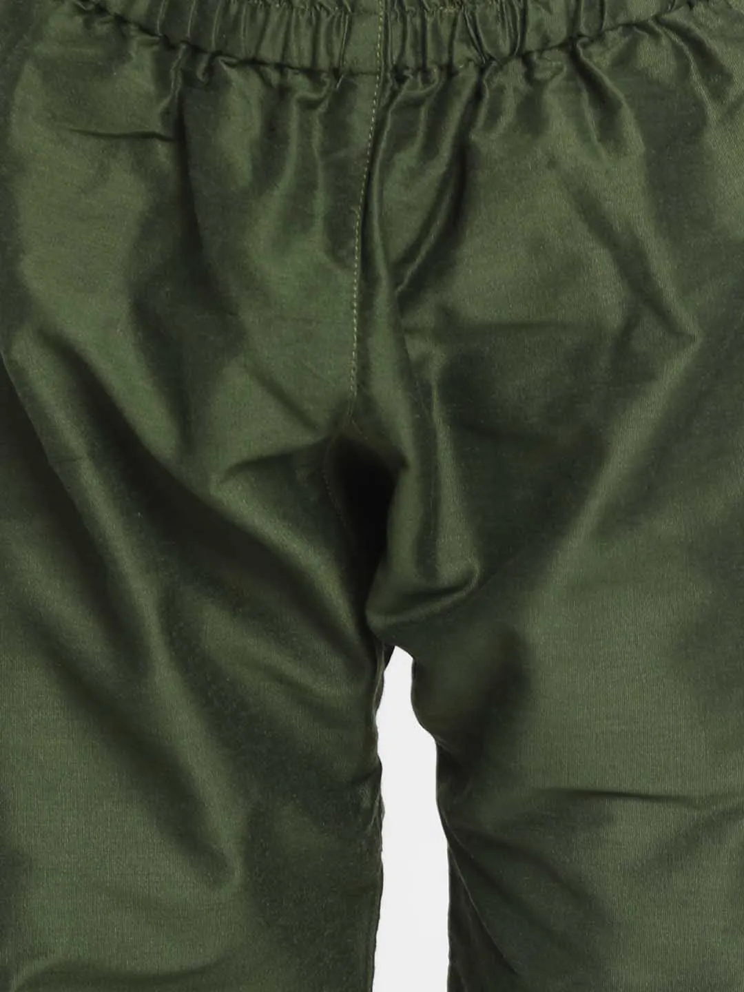 Jashvi Boy's Mehandi Green Cotton Blend Kurta Pyjama Set