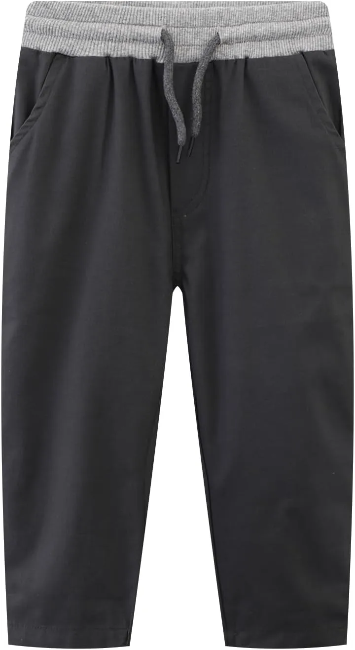 Kids Boy Chino Pants School Uniform Elastic Stretch Khaki Blue Cargo Joggers