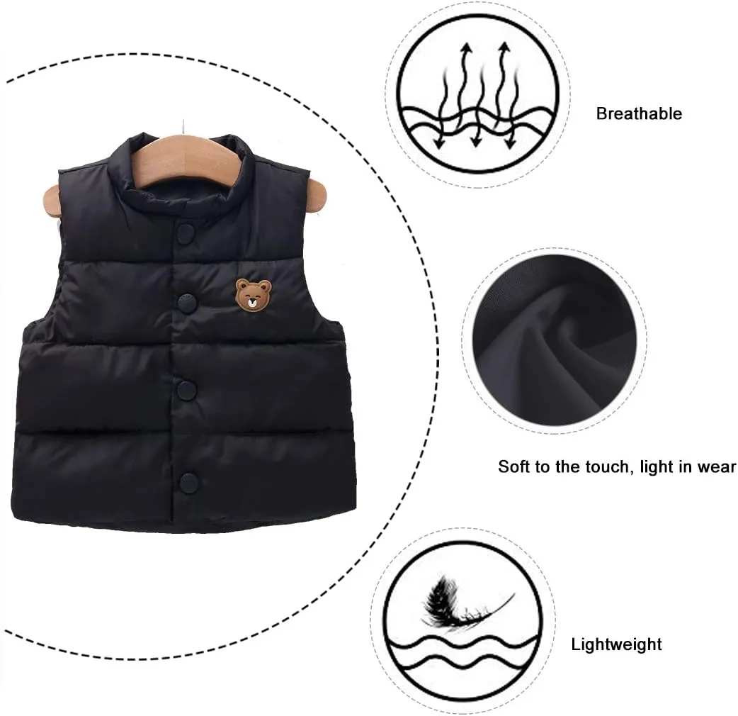 LANBAOSI Baby Girls&Boys Winter Cute High Neck Vest Lightweight Puffer Sleeveless Jacket