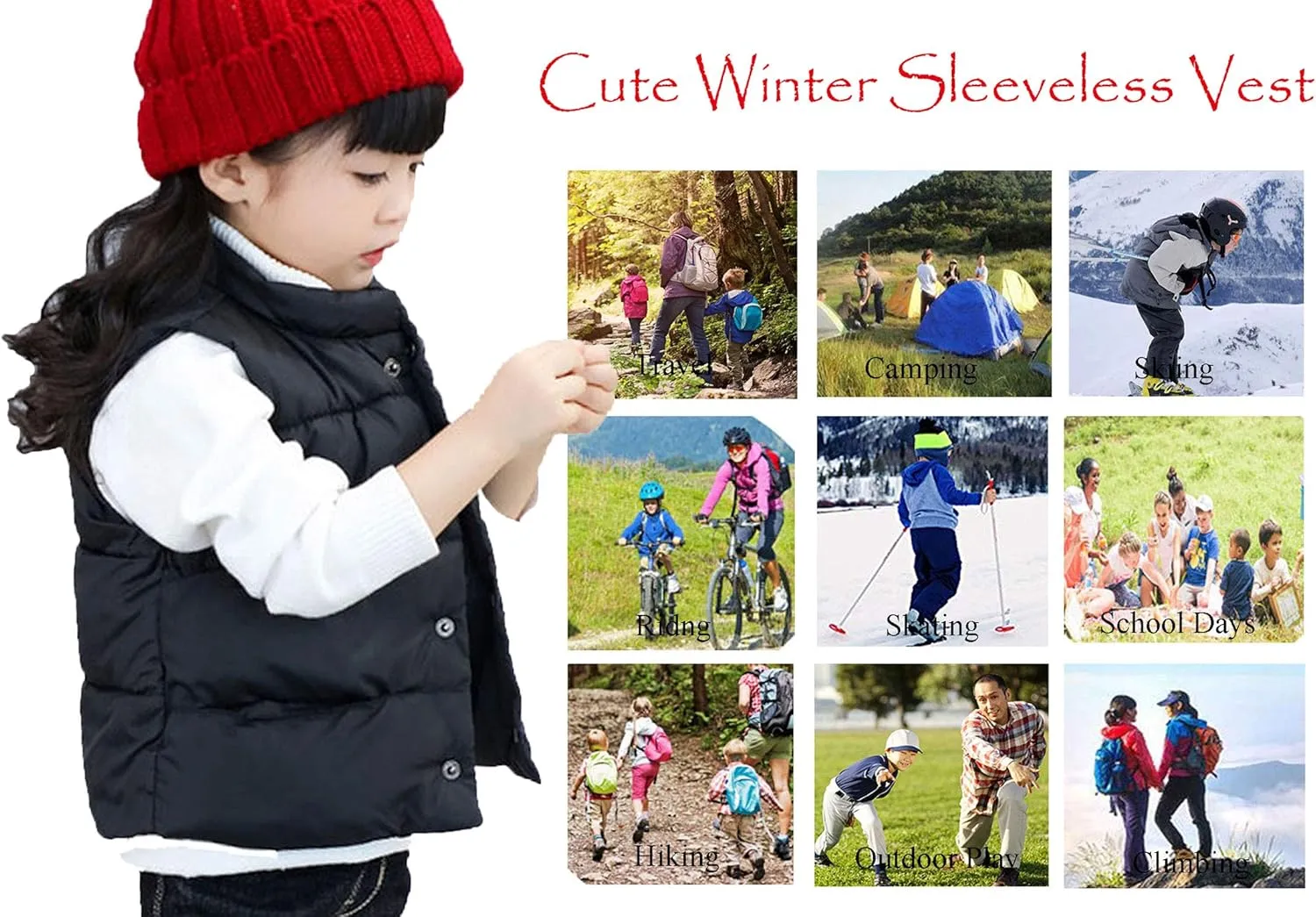 LANBAOSI Baby Girls&Boys Winter Cute High Neck Vest Lightweight Puffer Sleeveless Jacket