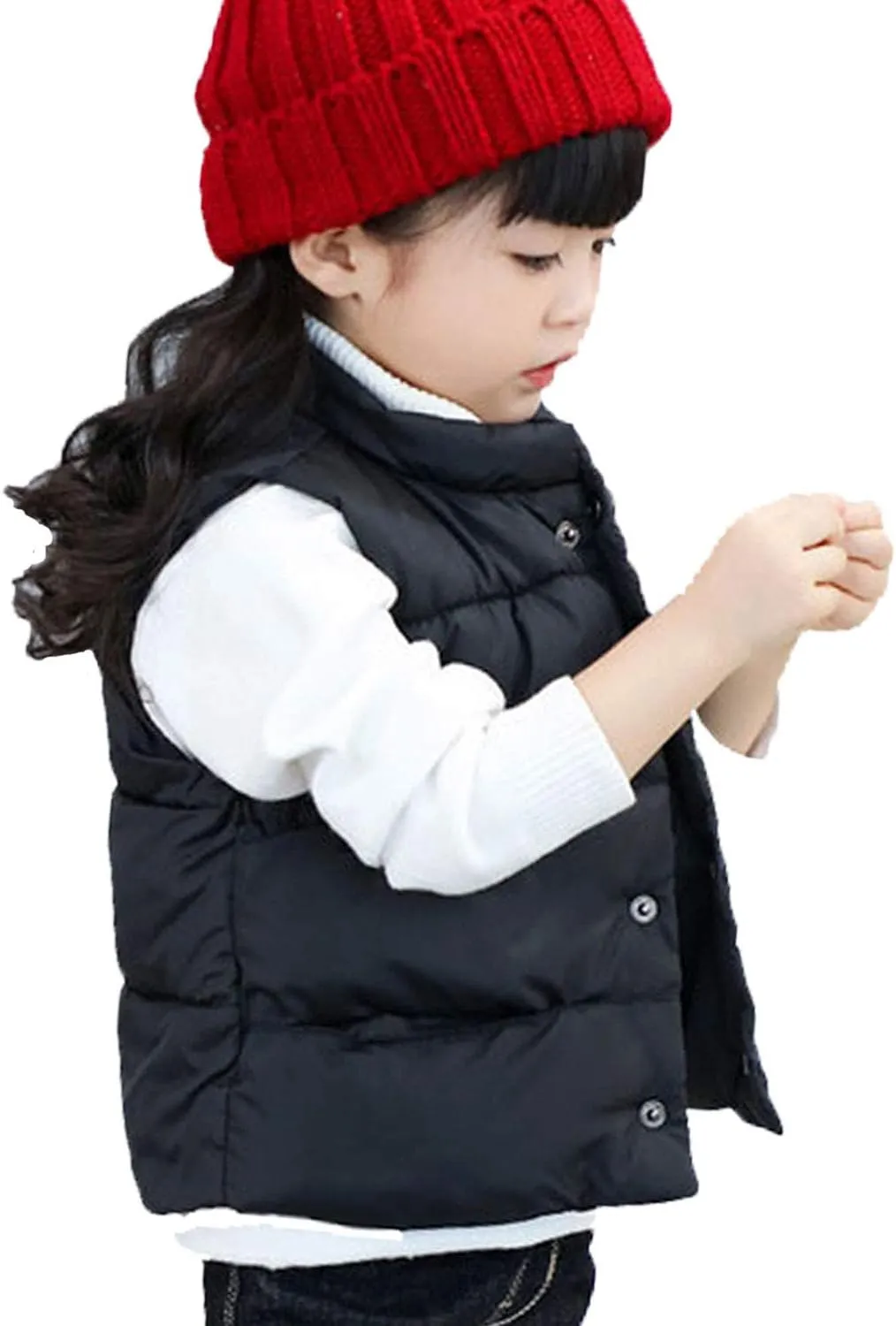 LANBAOSI Baby Girls&Boys Winter Cute High Neck Vest Lightweight Puffer Sleeveless Jacket