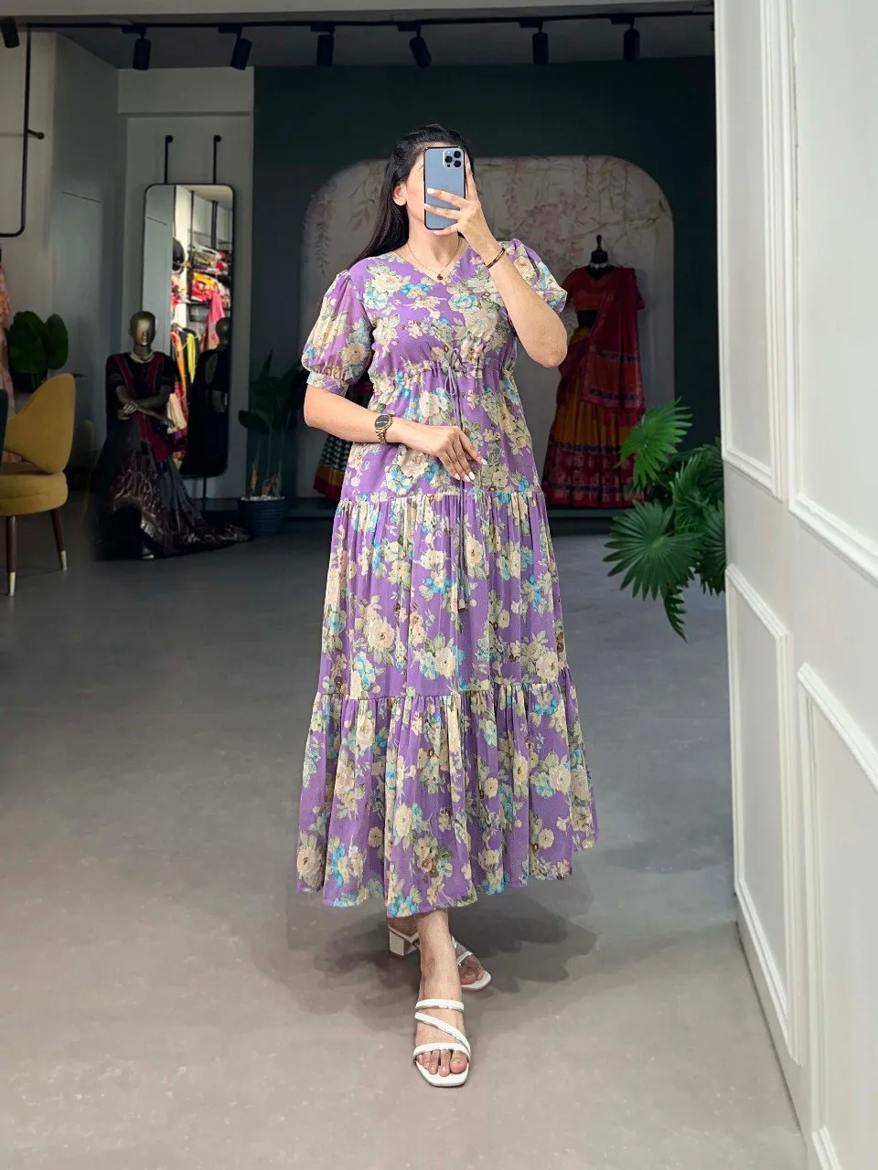 Lavender Flower Fields Georgette Frock - Dreamy Florals for the Summer