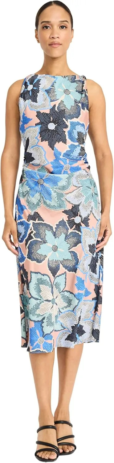 Maggy London Womens Sleeveless High Neck Midi Special Occasion a Line Elegant Wedding Guest Dress