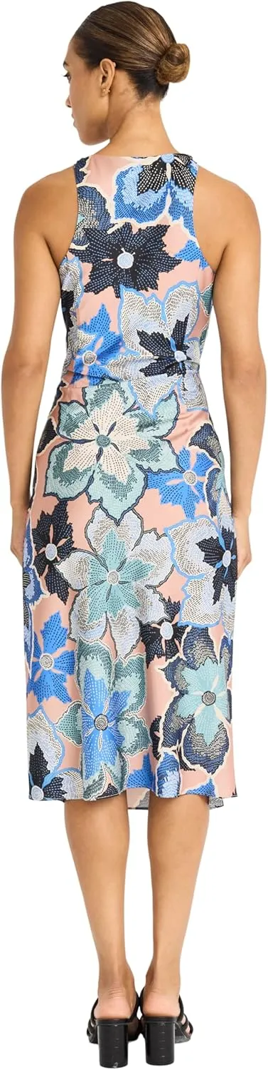 Maggy London Womens Sleeveless High Neck Midi Special Occasion a Line Elegant Wedding Guest Dress