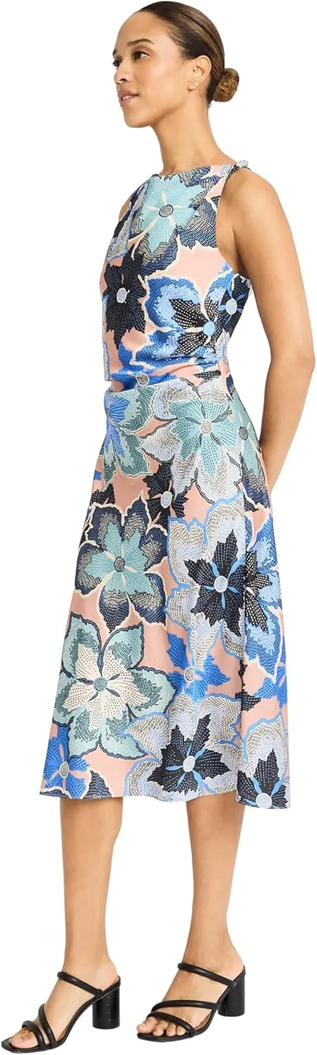 Maggy London Womens Sleeveless High Neck Midi Special Occasion a Line Elegant Wedding Guest Dress