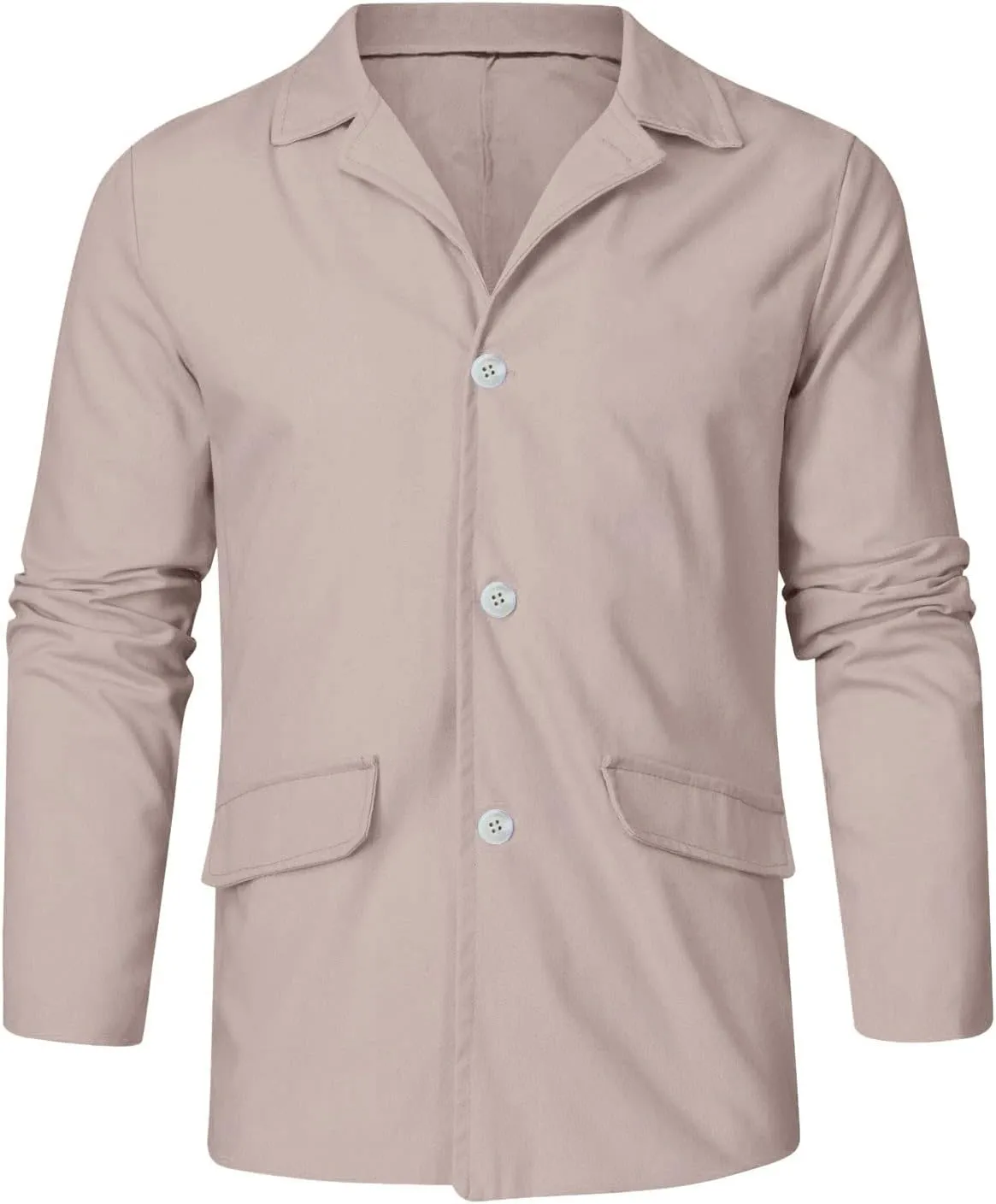 Men's Cotton Linen Blazer Jackets Loose Lightweight Button Down Casual Suit Coat Summer Outdoor Lapel Sports Outwear
