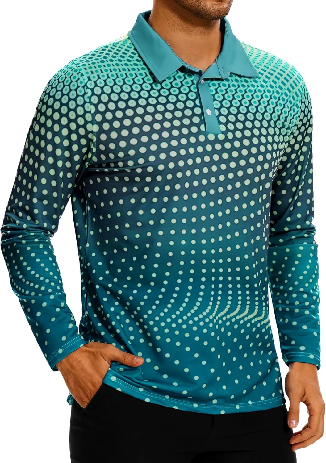 Men's Golf Shirts Polo Short Sleeve Gradient Quick Dry Fit Moisture Wicking Athletic Printed Shirts Mens Polo Shirt