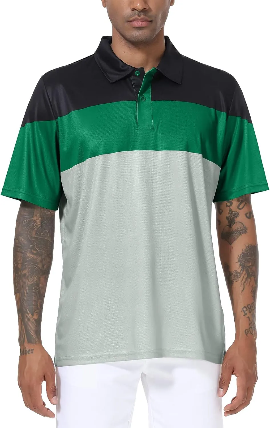 Mens Short Sleeve Golf Polo Shirts Dry Fit Moisture Wicking Performance Casual Sports Polo Shirts for Men