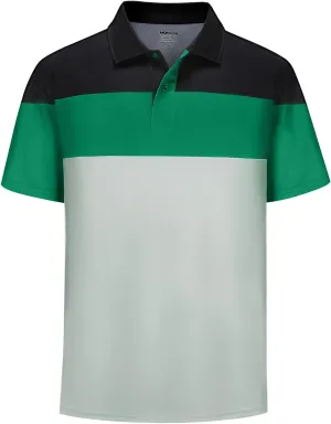 Mens Short Sleeve Golf Polo Shirts Dry Fit Moisture Wicking Performance Casual Sports Polo Shirts for Men