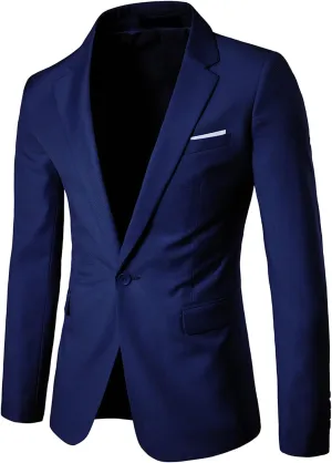 Men's Slim Classic Suit Jacket One Button Casual Sports Jackets Coat Lightweight Comfy Business Daily Blazer
