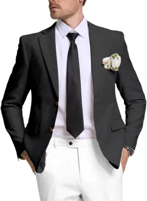 Men's Suits Linen Blazer Casual Jacket Sports Coats Regular Fit Two Buttons Summer Business Suit Jackets Wedding Prom